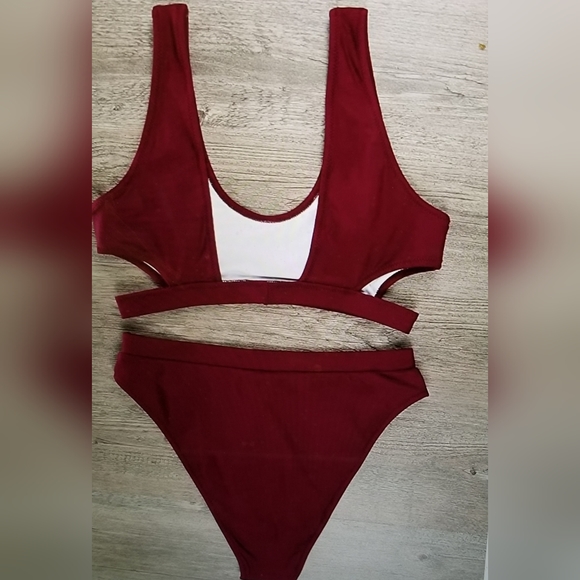 NWOT HIGH WAISTED  CROP TOP CUT OUT CHEEKY HIGH RISE SWIM SUIT BIKINI - Picture 5 of 9